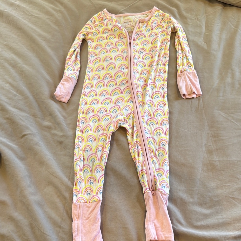 Little Sleepies Pink Rainbow Kids Footie